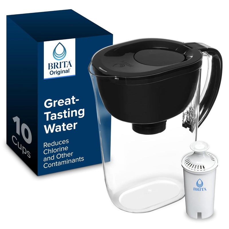 BRITA Large Water Filter Pitcher for Tap and Drinking Water with SmartLight Change Indicator, Includes 1 Standard Filter, BPA-Free, Lasts 2 Months, 10-Cup Capacity, Stretch Limo Black - Image 1